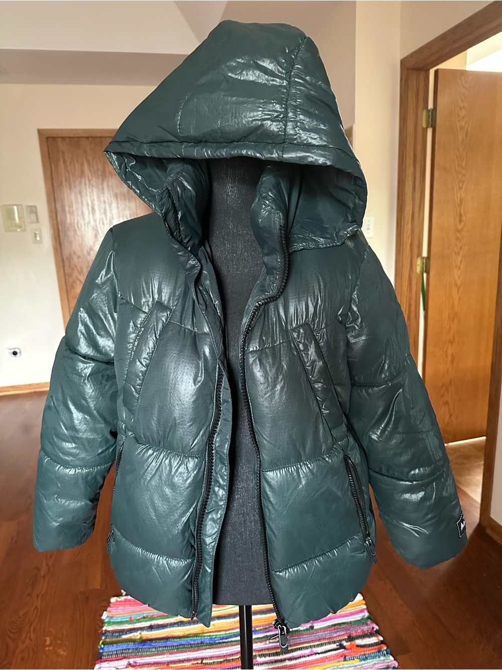 Zara Kids Hooded Puffer Jacket - Dark Teal